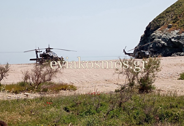 Ελικόπτερο «Απάτσι» των Ενόπλων δυνάμεων έκανε αναγκαστική προσγείωση στην   παραλία «Γιανίτσι» στην Κάρυστο λόγω βλάβης- ΦΩΤΌ από το σημείο…